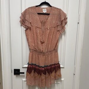 Misa Los Angeles Dusty Pink Floral Ruffle Mini Dress